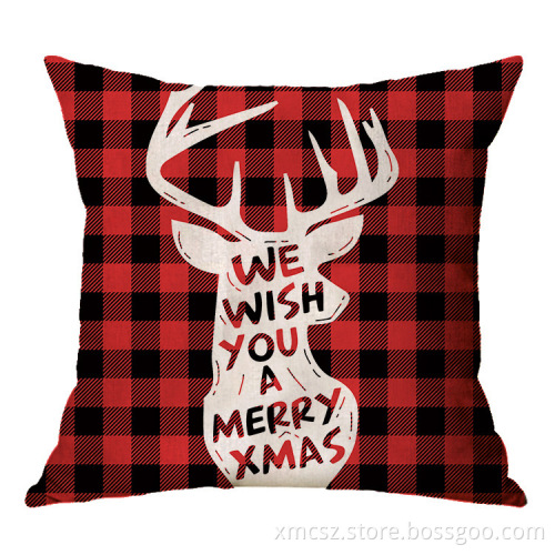 Christmas Santa Claus Cotton Linen Gift Cushion Cover